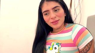 Cute Plump-assed Latina Abby Montana Lets Old Fatty Try Her Tight Young Pussy & Then Sucks Him Off