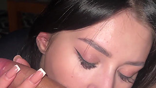 Beauty Came to Visit on the First Date to Watch a Movie - Sucked and Got Cum in Her Mouth
