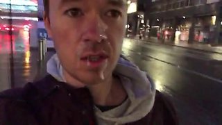 Public facial and cum walk!