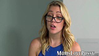 Mommy teaches her stepdaughter a thing or two in her bed