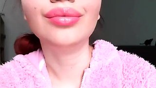 Glossy Pinky Lips Smoking Close-Up Smoking