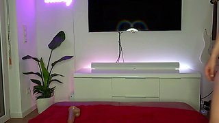 Blonde tight pussy babe solo toy fun in glamour masturbation