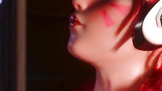 Cute & Hot D.va Romantic Washroom Sex - 3D Hentai Cartoon (AI upscaled) gameplay