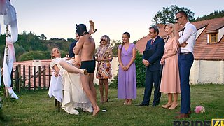 Andrea and her husband fucked outdoors in sexy lingerie and stockings