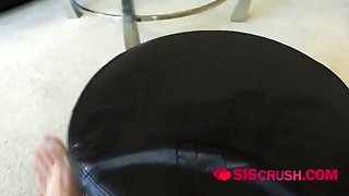 Gorgeous hairy slut is riding her loaded penis like a whore