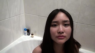 Stunning 18yo japanese teen teasing her pussy and rides