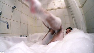 Blonde tight pussy babe solo toy fun in glamour masturbation