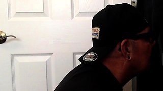 Gloryhole moustache amateur giving head
