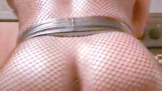 Black Muscle Butt Encased in Fishnet Bodysuit Solo Preview