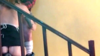 While My Wife Watches TV, She Follows Her Sister up the Stairs.