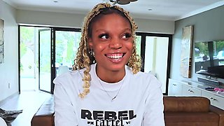 African blonde ebony model on casting