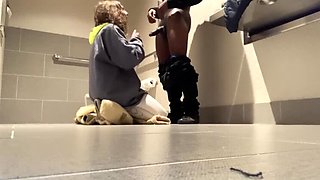 Teen PAWG Loses Bet - Sloppy Deepthroat in Store Bathroom with BBC