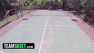 Busty Teen 18+ Karter Foxx Strips And Shows Her Juicy Tits During Tennis Training Full