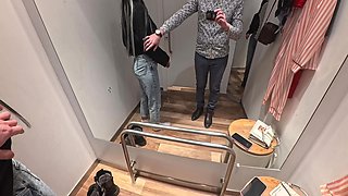 Camera in a Fitting Room! Nice Brunette Tries on Underwear!