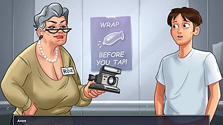 Horny young dude fucks an older lady with big tits with his long pipe. Porn cartoon