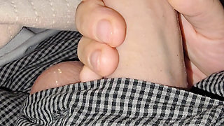 Step mom pulled out step son dick with balls and handjob his big dick