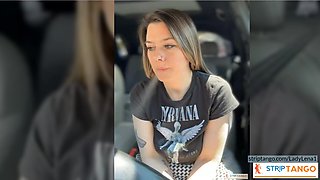 LadyLena1 Masturbating in her car with vibrator and dil