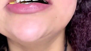 Asmr Close-up Mouth Eating Gummy Worms and Talking About Swallowing You