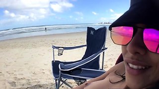 First-time Nudist Hesitates to Undress on Beach