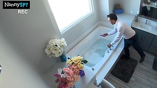 Nanny Let's Boss Borrow Her Fuck Hole After Getting Caught Playing With Her Toys