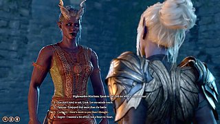 Tiefling cucks Lae'Zel at the camp party with Minthara