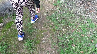 Horny Stepson Begged Me to Cum on My Hairy Pussy Outdoors in a Park