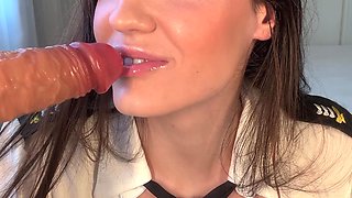Naughty Flight Attendant Seducing Her Boss Wants a Lot of Milk in Her Pussy