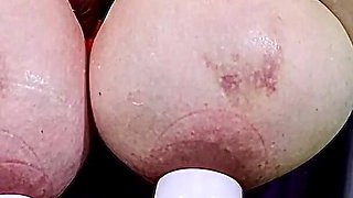 Huge hucow tits on goat milker