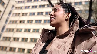 GERMAN SCOUT - Skinny Latina Teen Helen Star with big Nipples Pick up for Hard Casting Fuck