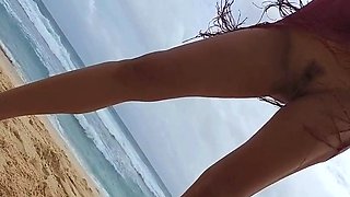 Public Beach Butt Plug Insertion by a Solo Female