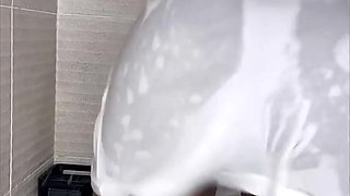 Let me clean your cock off in the shower with my cheeks