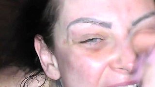 Tattooed UK Slut Gets Sprayed Like Never Before