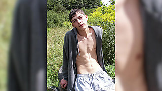 Czech skinny boy shows off his big dick