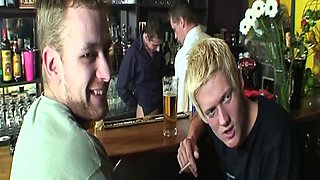 Fucking in public bartender fucks customer behind the counter