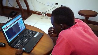 Real straight african tugging his BBC