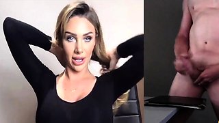 Blonde CFNM babe watch guy jerking cock