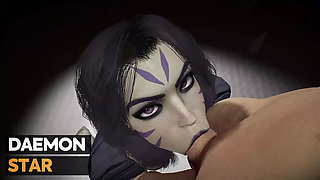 Kai'Sa gives a blowjob until he cums