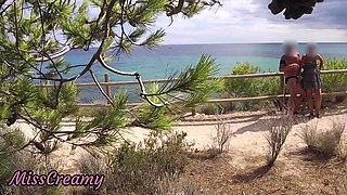 Dick Flash - I Pull Out My Cock in Front of a French Girl... Beach Path and She Helps Me Cum in Mounth Caught!!!