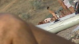 Naked amateur staying in water on beach voyeur hunter