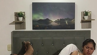 I masturbate my pussy passionately until I orgasm in front of my stepfather.