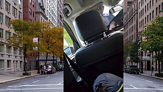 Thai MILF big cock car blowjob in public