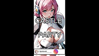 Girls in a Castle, big boobs-cum on her tits