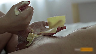 Cheese Lover is playing with cock