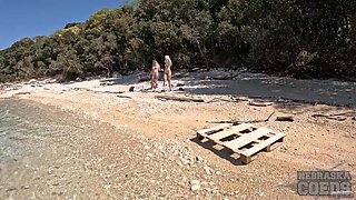 Voyeuristic Nude Beach Afternoon Chalk Art And Nude Girls Searching For Shells Dora Cheri And Sam