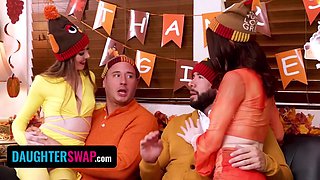 Horny Step Daughters Have A Crazy Orgy With Their Step-dads On Thanksgiving - Danny Mountain, Ava Davis And Will Pounder