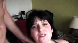 British bbw sprayed with cum over her massive tits