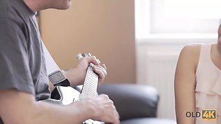 Old4k. enthralling sexpot loves uber-sexy sex with mature guitarist