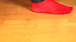 Red Stockings, Sneakers & Dangling Tease