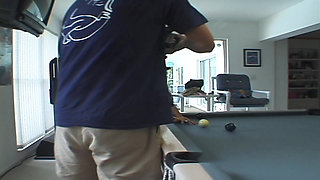 Two Stacked Hotties Play Pool Naked