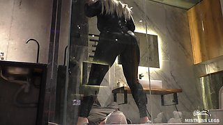 Mistress Pees Into Slave's Mouth in Different Outfits and Poses